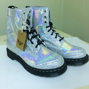 Dr Martens 1460 Pascal White Snake Metallic Suede